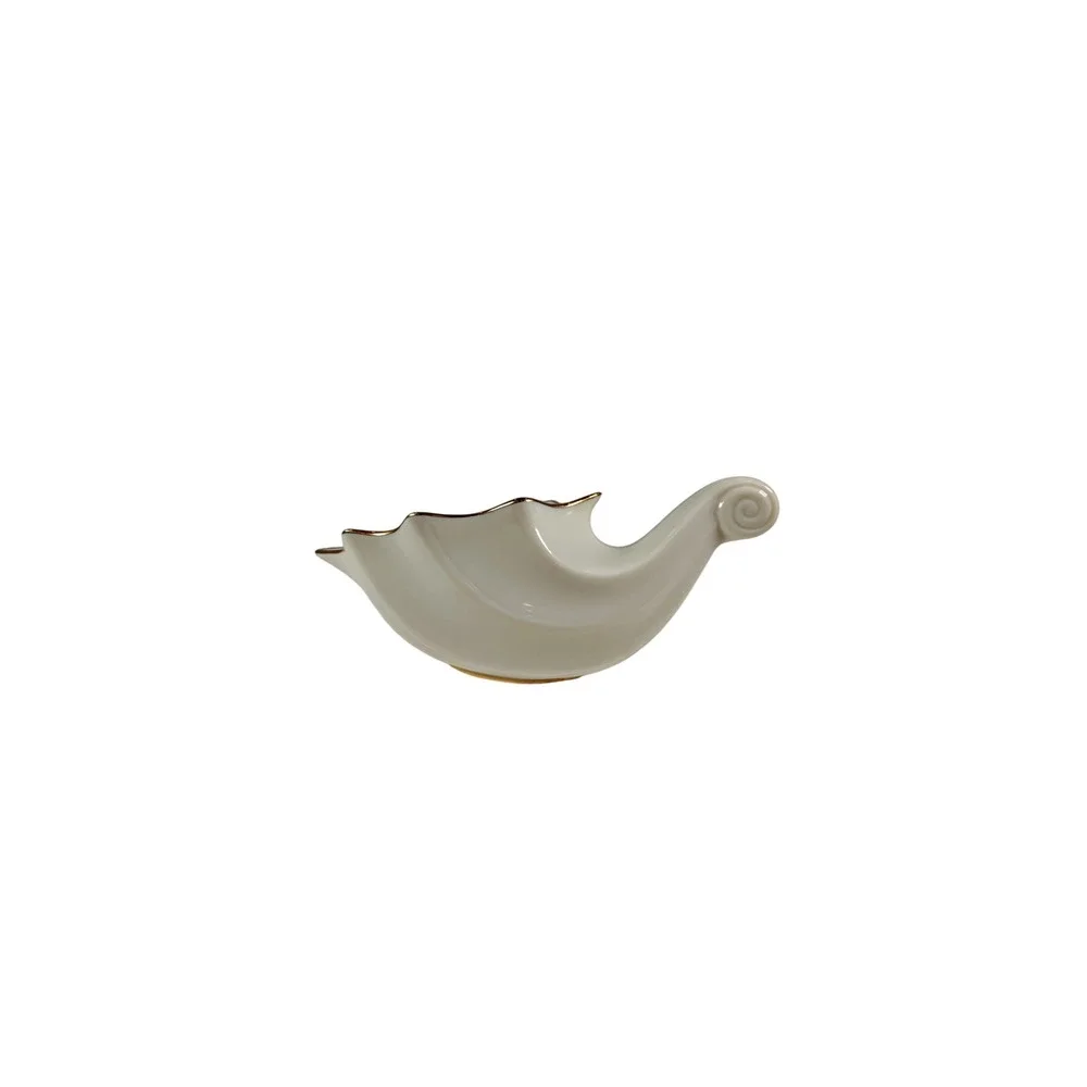 Lenox Ivory Fine China Cornucopia‎ Vase Gold Trim Scalloped Shell Scroll Handle